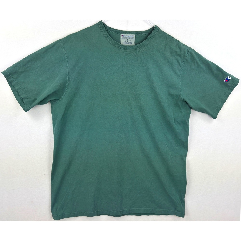 Champion Authentic Athleticwear Mens Large Green Cotton T-Shirt Logo